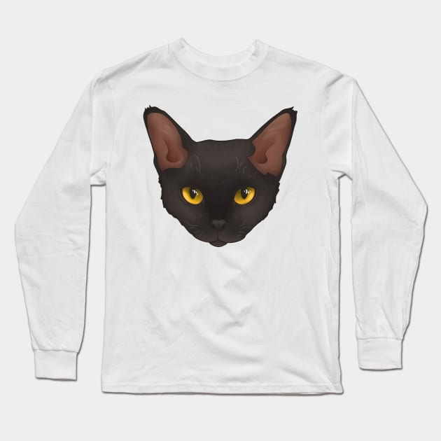 Devon Rex Black Long Sleeve T-Shirt by Mickidona